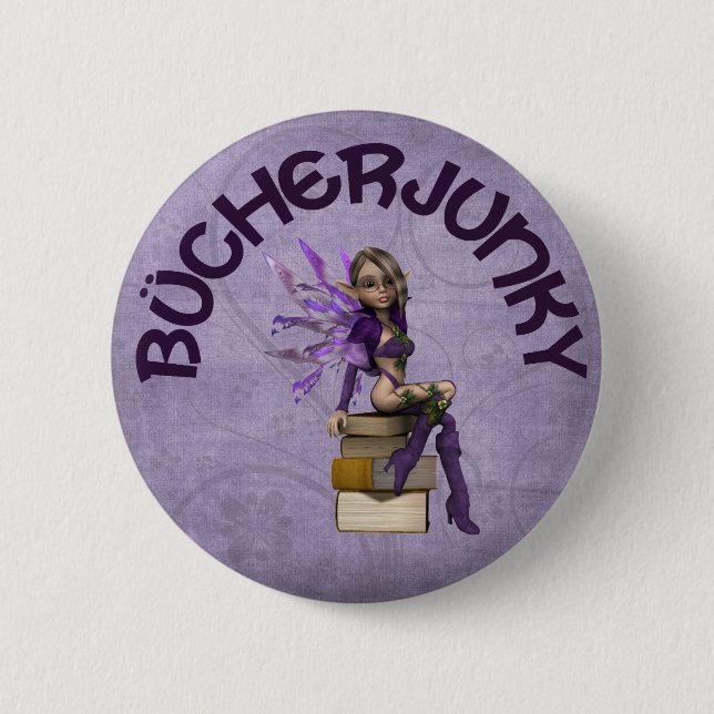 Bücherjunky Button (Vorderseite)
