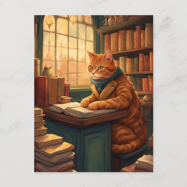 Bücherkatze #14 Postkarte (Vorderseite)