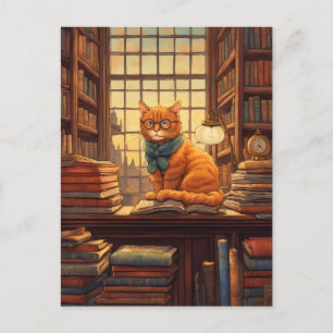 Bücherkatze #4 Postkarte