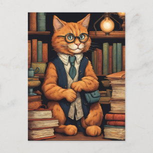 Bücherkatze #6 Postkarte