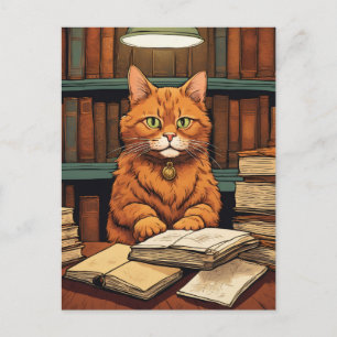 Bücherkatze #8 Postkarte