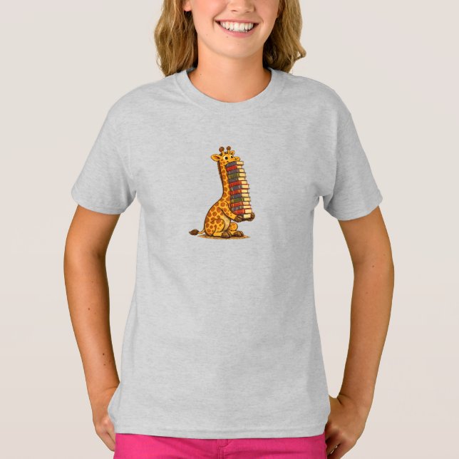 Bücherliebende Giraffe T-Shirt (Vorderseite)