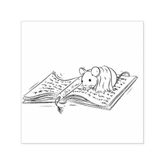 Bücherliebende Maus Permastempel