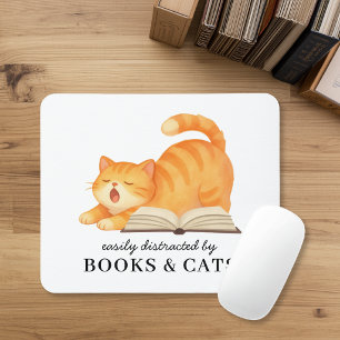 Bücherliebende rote Katze Lustiger Bücherliebhaber Mousepad
