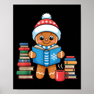 Bücherliebender Lebkuchen liest Bücher Weihnachten Poster