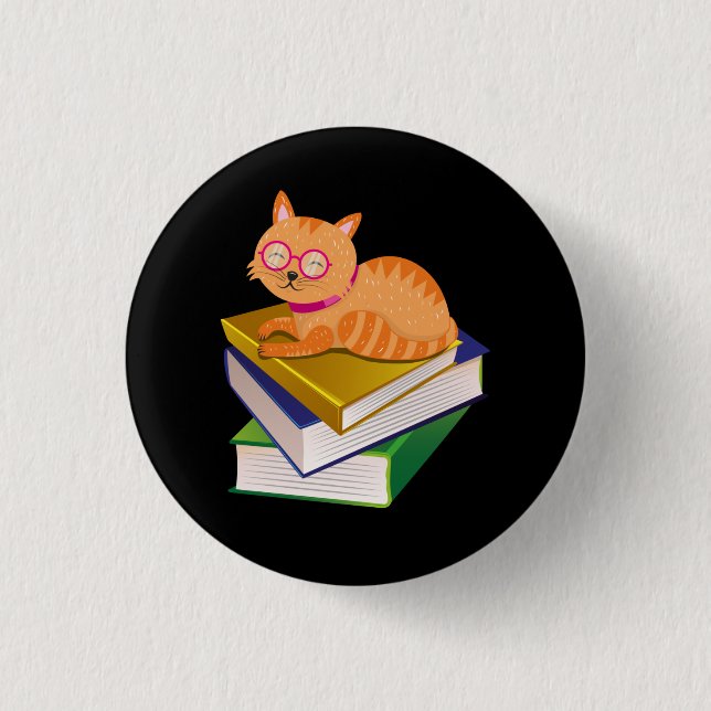 Bücherliebhaber - Bücher und Katze Button (Vorderseite)