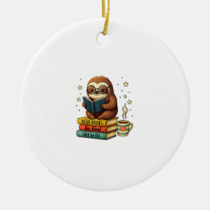 Bücherliebhaber Faultier liest Buch Bibliothek lie Keramik Ornament