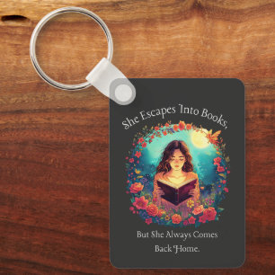 Bücherliebhaber-Geschenk, Florales Fantasie-Design Schlüsselanhänger