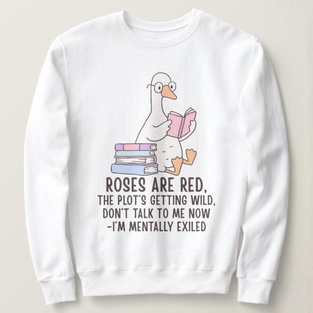 Bücherliebhaber lesende Gans Sweatshirt (Design vorne)