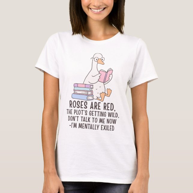 Bücherliebhaber liest Gans T-Shirt (Vorderseite)