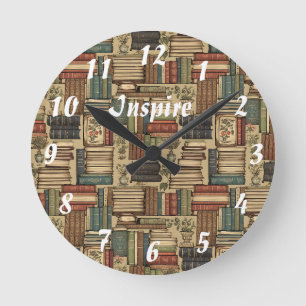Bücherliebhaber runde wanduhr