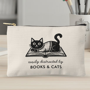 Bücherliebhaber schwarze Katze lustiges Zitat Zubehörtasche