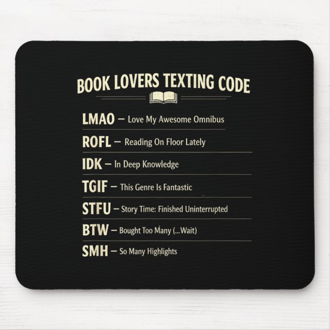 Bücherliebhaber simsen Code lesen  Mousepad (Vorne)