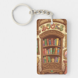 Bücherliebhaber Süße Cartoon-Bücherregal Fröhliche Schlüsselanhänger
