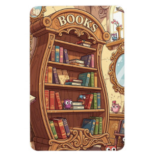 Bücherliebhaber Süße Cartoon-Bücherregal mit Kreat Magnet