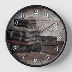 Bücherliebhaber Vintage Rundwanduhr Uhr