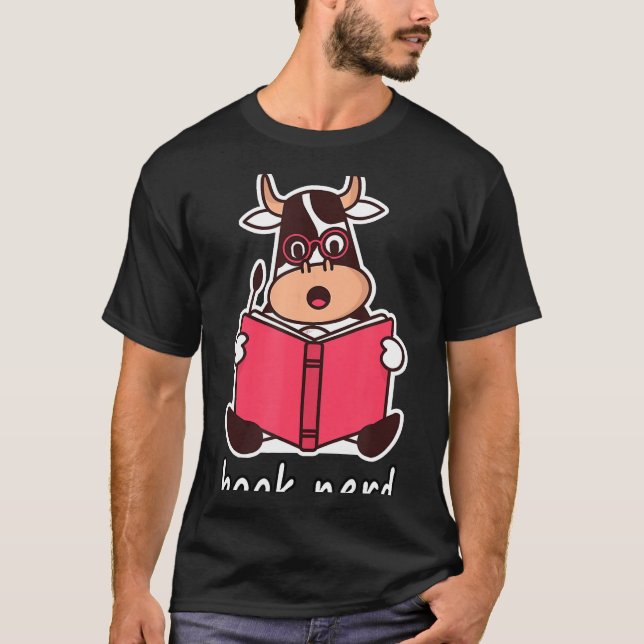 Büchernerd Kuh Nerd Amp Lesegerät T-Shirt (Vorderseite)