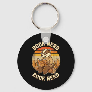 Büchernerd lustiges Lesen Dachs Retro-Sonnenunterg Schlüsselanhänger