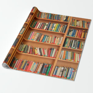 Bücherregal Bücher Bibliothek Bücherwurm Lesen Geschenkpapier