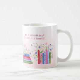 Bücherregal Gestapelt Gute-Tag-Wildblume Kaffeetasse