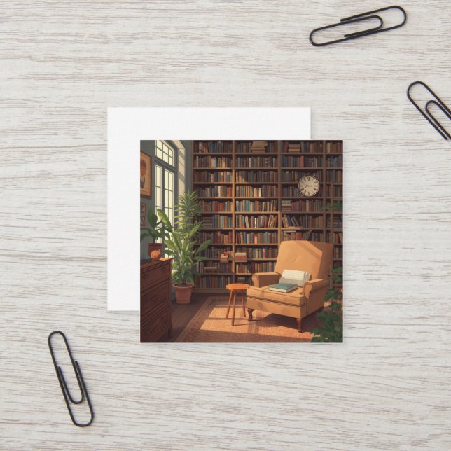 Bücherregal Quadratische Visitenkarte (Vorderseite/Rückseite Beispiel)