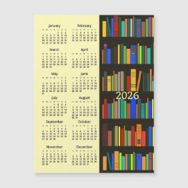 Bücherregale 2026 Kalender Magnetkarte