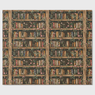 Bücherregale mit blühenden Reben Geschenkpapier