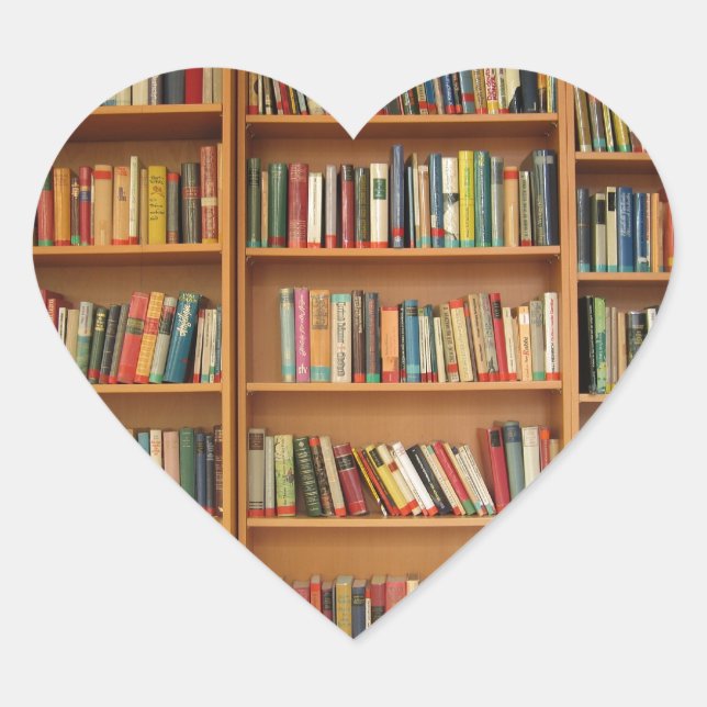 Bücherregalhintergrund Herz-Aufkleber (Vorderseite)