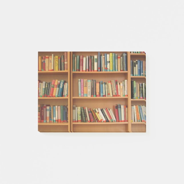 Bücherregalhintergrund Post-it Klebezettel (Vorderseite)
