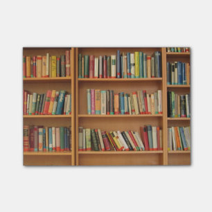 Bücherregalhintergrund Post-it Klebezettel