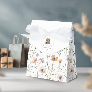 Bücherstapel Babydusche Wasserfarbe, Wildblume Geschenkschachtel