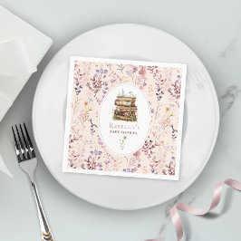 Bücherstapel Babydusche Wasserfarbe, Wildblume Serviette