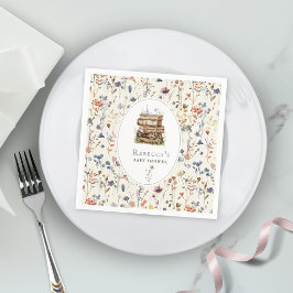 Bücherstapel Babydusche Wasserfarbe, Wildblume Serviette