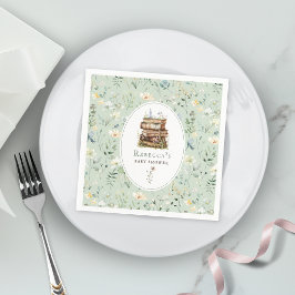 Bücherstapel Babydusche Wasserfarbe, Wildblume Serviette