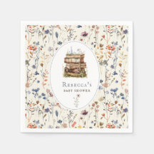 Bücherstapel Babydusche Wasserfarbe, Wildblume