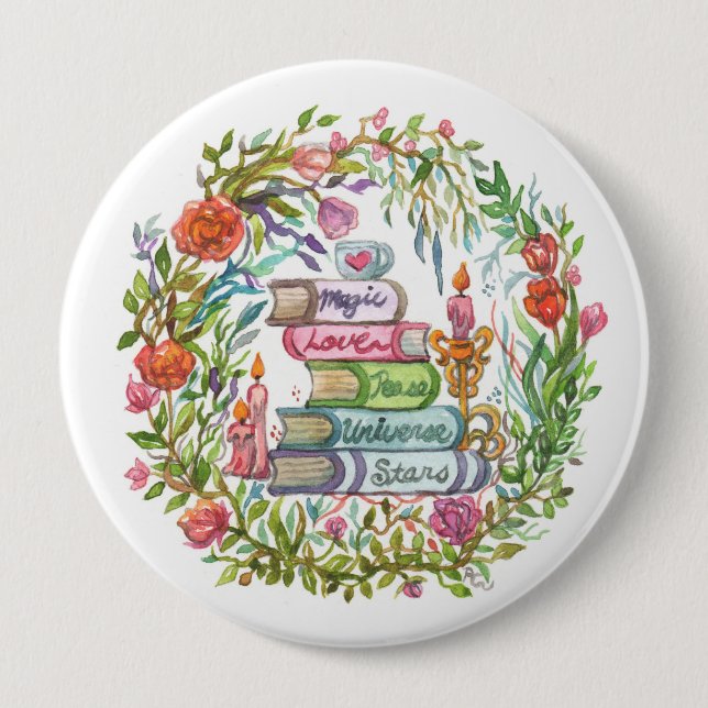 Bücherstapel Button (Vorderseite)