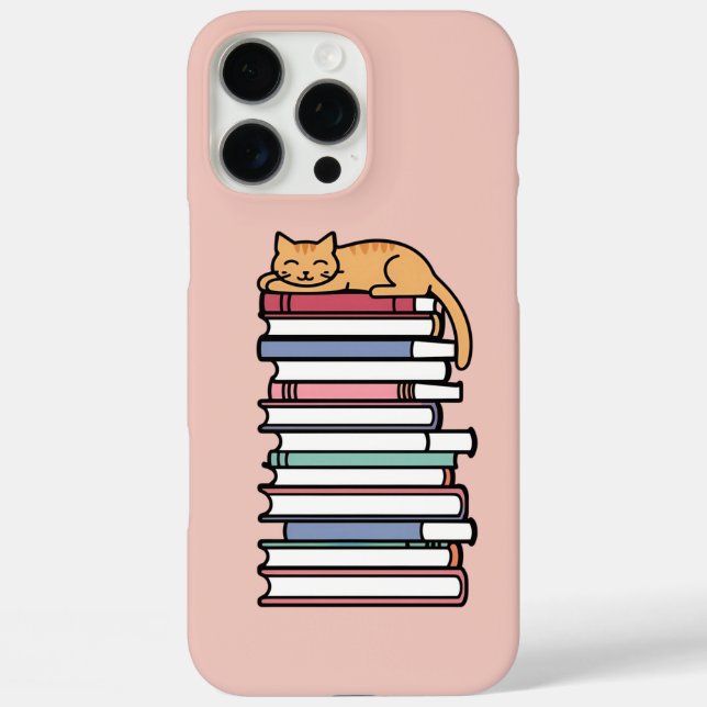 Bücherstapel mit Schlafkatze - Gemütlich Case-Mate iPhone Hülle (Rückseite)