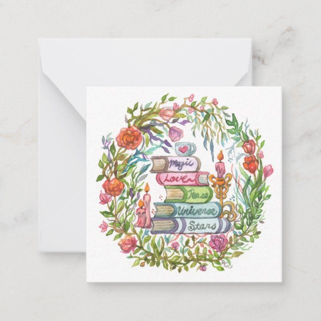 Bücherstapel Mitteilungskarte (Vorderseite)