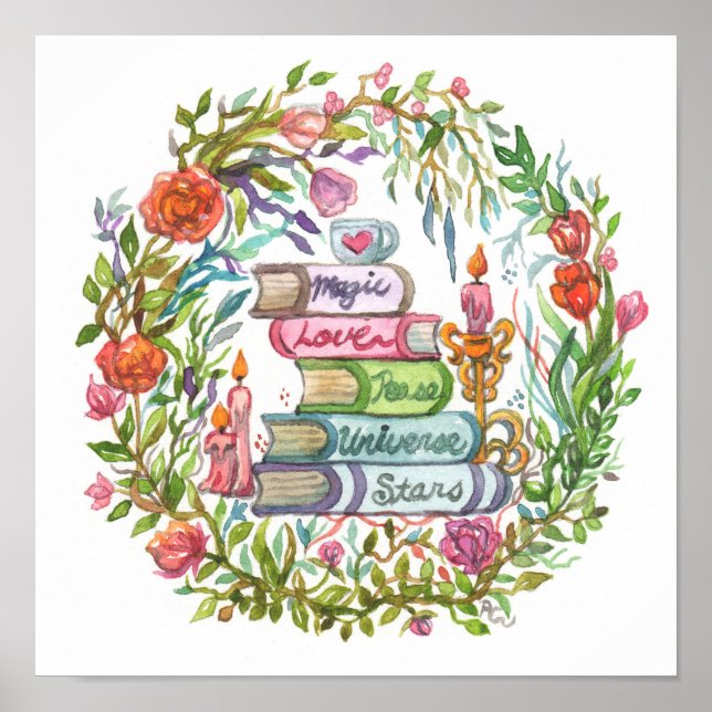 Bücherstapel Poster (Vorne)