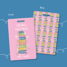 Bücherstapel und Blumen Pink Bibliothekshalle Pass