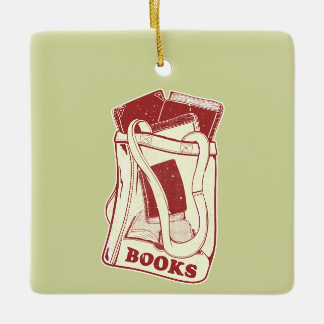 Büchertüte I Liebe zu lesen Keramikornament (Vorderseite)