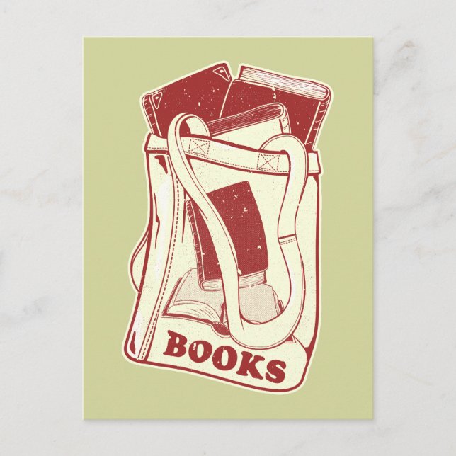 Büchertüte I Liebe zu lesen Postkarte (Vorderseite)