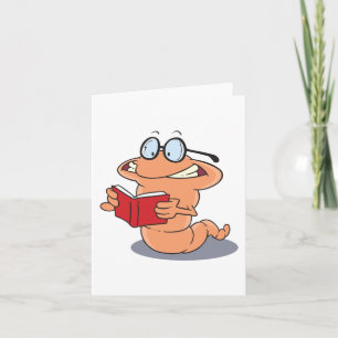 Bücherwurm beim Lesen Karte