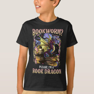 Bücherwurm bitte bin ich ein Buch-Drache T-Shirt