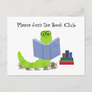 Bücherwurm - Buchclub-Einladung Einladungspostkarte