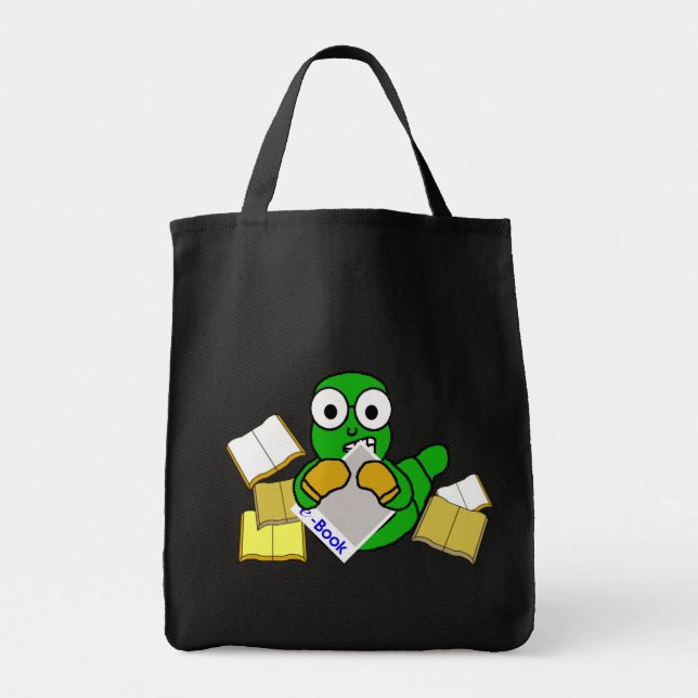 Bücherwurm eBook Taschen-Tasche (dunkel) Tragetasche (Vorne)