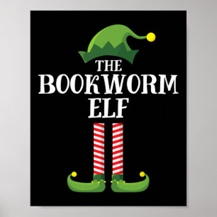 Bücherwurm-Elf passende Familengruppe Weihnachtsfe Poster