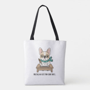Bücherwurm-Frenchie-Autor-Schreibt-Neuheit-Design