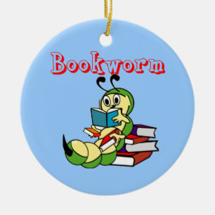 Bücherwurm Keramik Ornament
