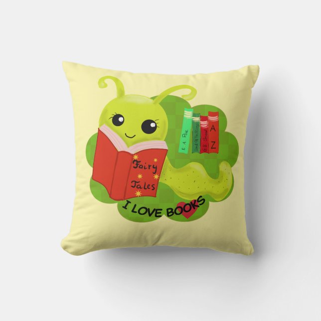 Bücherwurm Kissen (Vorderseite)